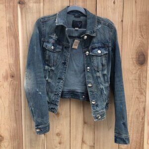 American Eagle Distressed Denim Jacket Size S